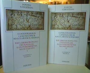 Bild des Verkufers fr Consuetudines Canonicorum Regularium Rodenses : [lateinisch, deutsch] = Die Lebensordnung des Regularkanonikerstiftes Klosterrath. 2 Teilbnde. Text erstellt von Stefan Weinfurter. bersetzt und eingeleitet von Helmut Deutz, (=Fontes Christiani ; Bd. 11/1 u. 2). zum Verkauf von Antiquariat Michael Solder