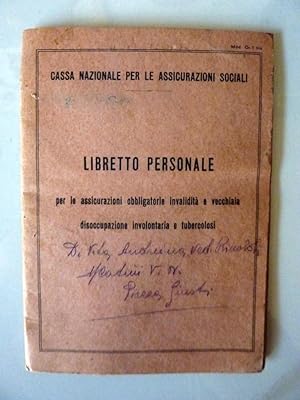 "CASSA NAZIONALE PER LE ASSICURAZIONI SOCIALI LIBRETTO PERSONALE Per le assicurazioni obbligatori...