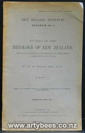 Seller image for Studies in the Bryology of New Zealand. NZ Institute Bulletin No 3 Part I for sale by Arty Bees Books