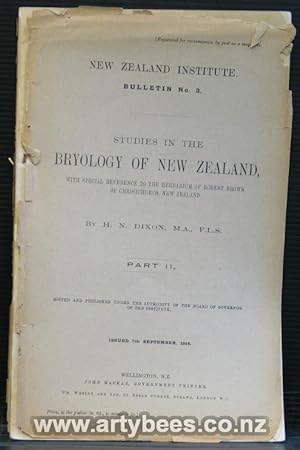 Seller image for Studies in the Bryology of New Zealand. NZ Institute Bulletin No 3 Part II for sale by Arty Bees Books