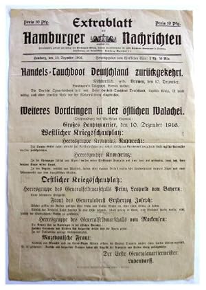 Rare Original Broadside Announcing the Return of the Civilian German U-Boat 'Deutschland' from it...