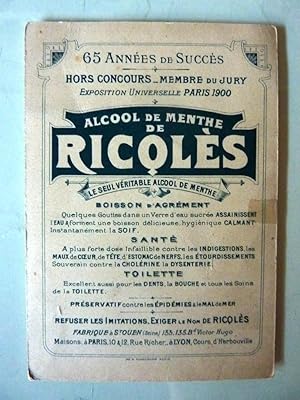 Cartoncino "65 Annèes de Success - Hours Concours,ecc. ALCOOL DE MENTHE DE RICOLES "