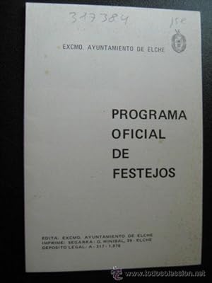 PROGRAMA OFICIAL DE FESTEJOS. ELCHE