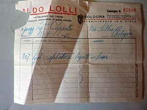 Ricevuta "ALDO LOLLI Lavorazione del Legno, Specialità Imballaggi d'ogni genere - BOLOGNA, Stabil...