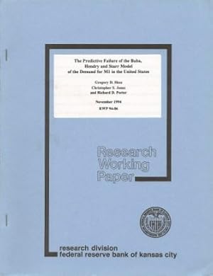 Bild des Verkufers fr The Predictive Failure of the Baba, Hendry and Starr Model of the Demand for M1 in the United States zum Verkauf von Works on Paper