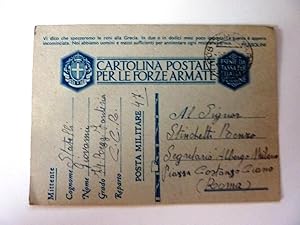 Militaria "CARTOLINA POSTALE PER LE FORZE ARMATE Mittente Statelli Giovanni 74 Reggimento Fanteri...