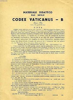 Seller image for MATERIALE DICATTICO, FAC SIMILE CODEX VATICANUS - B for sale by Le-Livre