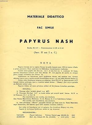 Seller image for MATERIALE DIDATTICO, FAC SIMILE PAPYRUS NASH for sale by Le-Livre