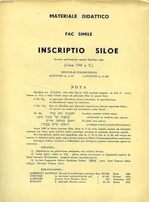 Seller image for MATERIALE DIDATTICO, FAC SIMILE INSCRIPTIO SILOE for sale by Le-Livre