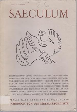 Immagine del venditore per Saeculum : Jahrbuch fr Universalgeschichte. Band 24, Jahrgang 1973, Heft 1-2. Inhalt: 1) Gerd Tellebach, Die Stadt Rom in der Sicht auslndischer Zeitgenossen (800-1200). 2) Carl Erich Pletsch, Friedrich Nitzsches Philosophie der Zeit. 3) Wolf Lepenies, Eine vergessene Tradition der deutschen Anthropologie. Wissenschaft vom Menschen und Politik bei Georg Forster. 4) Franz-Josef Schulte-Althoff, Geographische Forschung und Imperialismus. Zentralafrika und die deutsche geographische Reiseforschung in den Anfngen des imperialistischen Zeitalters. 5) Alexander von Hase, Frhbrgerliche Kritik am monarchischen Absolutismus. Zu Thomas Steavens' ungedrucktem Bericht ber den Berliner Hof (1748). 6) Ekkehard Vlkl, Zar Alexander I. und die "polnische Frage". 7) Aziz Ahmad, Das Ende von Ayub Khans Regime in Pakistan. 8) Chandra Y. Mudaliar, Die Kolhapur-Bewegung. Eine Sozialreformbewegung in Indien. 9) Emanuel Sevrugian, Zum Problem einer asiatischen Minderheit: Die Chinesen in Malaysia. 10) venduto da Antiquariat Carl Wegner