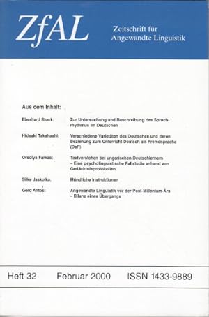 ZfAL : Zeitschrift für Angewandte Linguistik Heft 32.