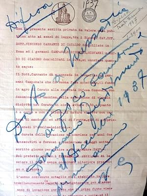Documento "SCRITTURA PRIVATA Locazione Immobile Ruvo di Puglia 1937"