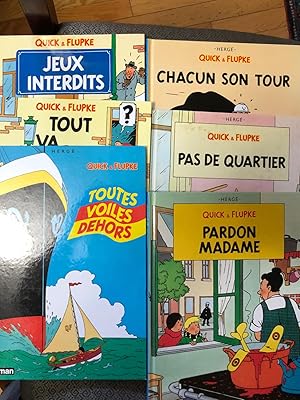 Set of 6 Quick and Flupke Books in French: Pardon Madame, Vive Le Progres, Catastrophe, Farces et...