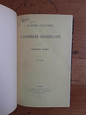 Imagen del vendedor de HISTOIRE FINANCIRE DE L ASSEMBLE CONSTITUANTE. 1789. a la venta por Librairie Sainte-Marie