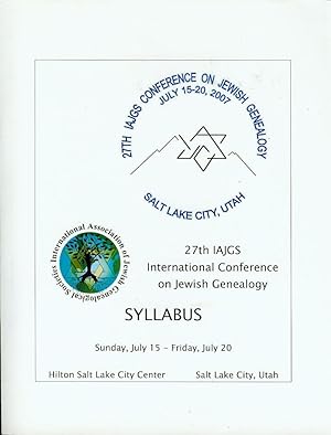 27th IAJGS International Conference on Jewish Genealogy: SYLLABUS