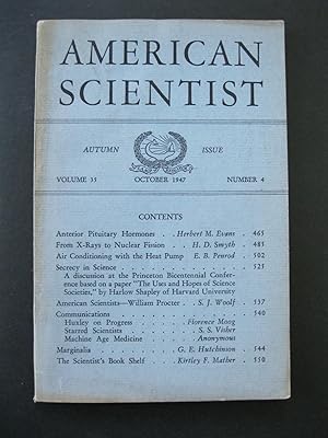 Seller image for AMERICAN SCIENTIST Autumn Issue October, 1947 for sale by The Book Scot