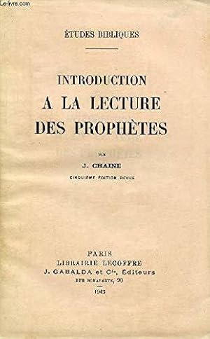 Image du vendeur pour Introduction a la lecture des prophetes mis en vente par JLG_livres anciens et modernes