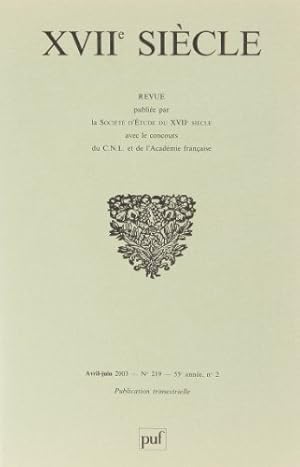 Dix septième siècle numéro 219 volume 2 - 2003