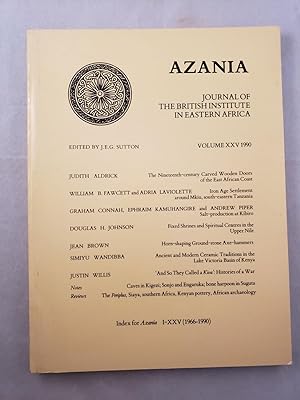 Azania, Journal of the British Institute in Eastern Africa, Volume XXV: 1990