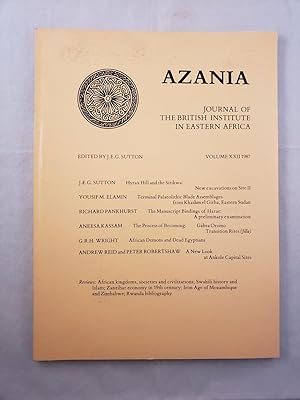Azania, Journal of the British Institute in Eastern Africa, Volume XXII 1987