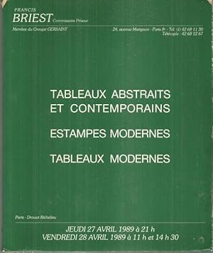 Image du vendeur pour TABLEAUX ABSTRAITS ET CONTEMPORAINS, ESTAMPES MODERNES, TABLEAUX MODERNES April 27 and April 28 1989 mis en vente par Gibson's Books