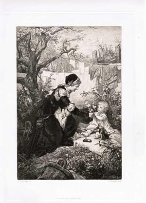 Seller image for Illustrationen zu Goethes Faust I. Gretchen im Garten. for sale by Antiquariat Martin Barbian & Grund GbR