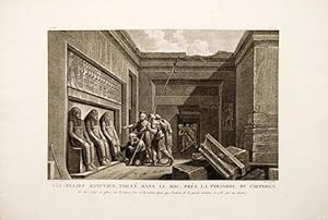 Immagine del venditore per Bs - Relief Aegyptien, Taill Dans Le Roc, Prs La Pyramide De Chephrn Le bs-relief est plac sur la mme face et la mme ligne que l'entre de la grotte habite, en 1785, par un Santon. Plate 71, vol.I. venduto da Peter Harrington.  ABA/ ILAB.