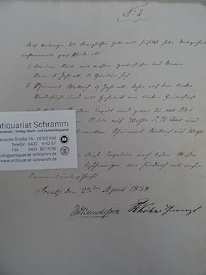 (Diplomat, Schriftsteller und Übersetzer; Kopenhagen 1789 - 1878 Dresden). Eigenhändige Bescheini...