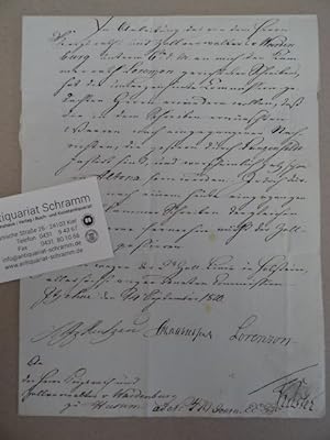 Handschriftliches Schreiben mit eigenhändigen Unterschriften von Rantzau, Lorenzen und weiteren a...