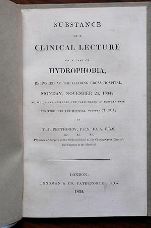 Imagen del vendedor de Substance of a Clinical Lecture on a Case of Hydrophobia, a la venta por Jeffrey Stern Antiquarian Bookseller