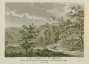 Imagen del vendedor de Vue du Chateau de Birseck, dans l'Evch de Ble, prise sur la Hauteur du ct du Bois et des Etangs. a la venta por Wittenborn Art Books