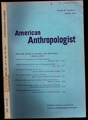 Immagine del venditore per Informant Error and Native Prestige Ranking in Zinacantan in American Anthropologist Volume 65 Number 5 venduto da The Book Collector, Inc. ABAA, ILAB