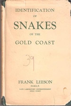 Imagen del vendedor de Identification of Snakes of the Gold Coast a la venta por Mike Park Ltd