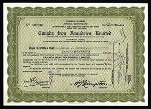 Canada Iron Foundries, Limited; Share Certificate