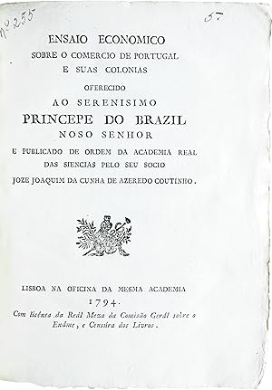 Immagine del venditore per Ensaio economico sobre o commercio de Portugal e suas colonias . venduto da Richard C. Ramer Old and Rare Books