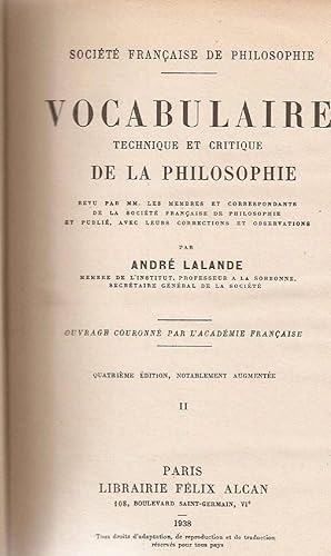 Vocabulaire technique et critique de la philosophie tome 1 et 2