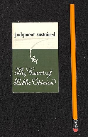 Seller image for JUDGEMENT SUSTAINED BY THE COURT OF PUBLIC OPINION PAY (Auto Sales Brochure) for sale by Wickham Books South