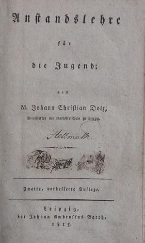 Bild des Verkufers fr Anstandslehre fr die Jugend. 2. verb. Auflage zum Verkauf von Buch- und Kunst-Antiquariat Flotow GmbH