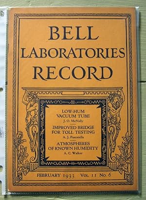 Seller image for Bell Laboratories Record. February 1933, volume 11, no. 6. for sale by Monkey House Books