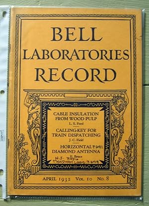 Image du vendeur pour Bell Laboratories Record. April 1932, volume 10, no. 8. mis en vente par Monkey House Books