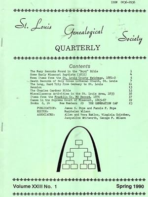 St. Louis Genealogical Society Quarterly, Spring 1990