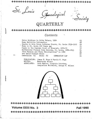 St. Louis Genealogical Society Quarterly, Fall 1990