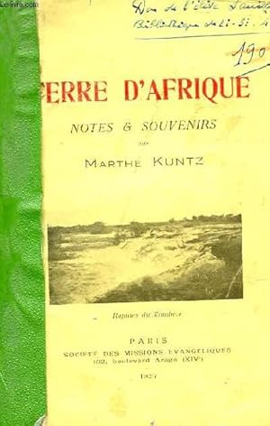 Seller image for TERRE D'AFRIQUE. NOTES ET SOUVENIRS for sale by Le-Livre