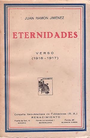 Bild des Verkufers fr ETERNIDADES. Verso (1916-1917) zum Verkauf von Librera El Astillero
