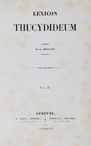 Bild des Verkufers fr Lexicon Thucydideum zum Verkauf von ERIC CHAIM KLINE, BOOKSELLER (ABAA ILAB)