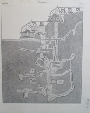 Vertikaler Durschnitt einer Mine. Original - Lithographie (anonym), Blattgröße: 28,5 x 23 cm, 1828.