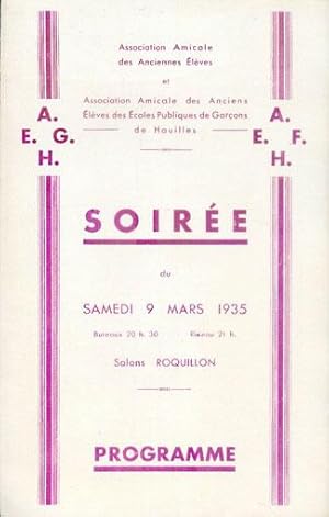 SOIRÉE du Samedi 9 Mars 1935 Salons Roquillon. Programme