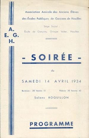 SOIRÉE du Samedi 14 Avril 1934 Salons Roquillon. Programme