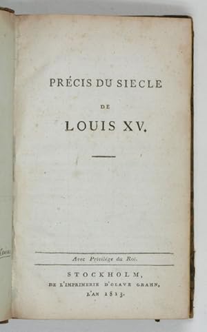 Bild des Verkufers fr Prcis du sicle de Louis XV. zum Verkauf von Antiquariat INLIBRIS Gilhofer Nfg. GmbH