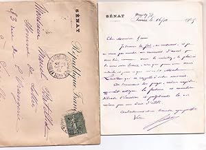 Lettre autographe signée à entête du Sénat de Eugène Lintilhac au romancier Marcel Batilliat. Au ...